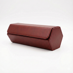 Hexagonal Premium Leather Watch Roll - 3 Slots