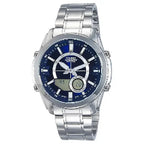 Casio Analog-Digital World Time AMW-810D-2AVDF Blue Dial Stainless Steel Men's Watch