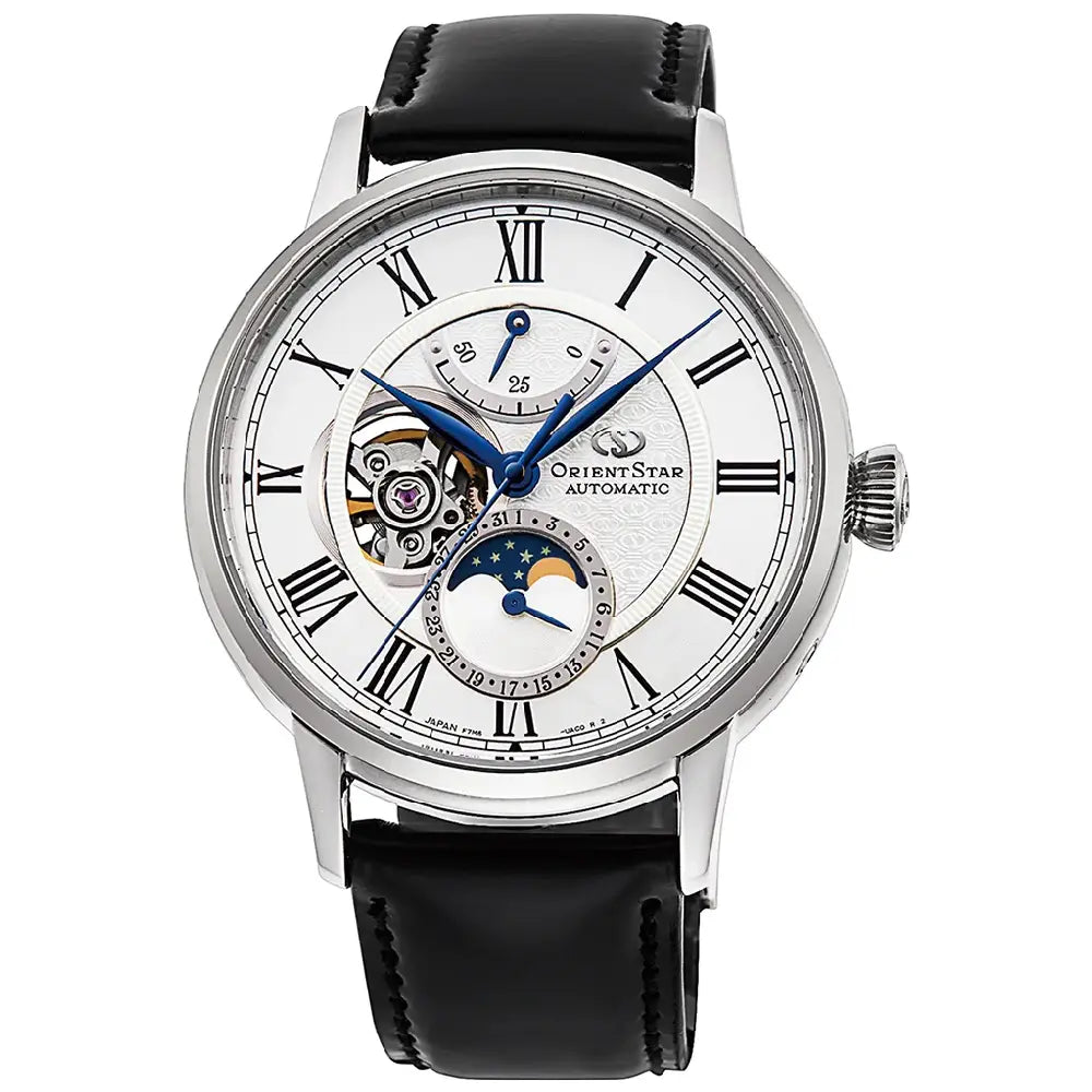 Orient Star Classic Moon Phase Open Heart Automatic RE-AY0106S00B White Dial 41mm Stainless Steel Men's Watch