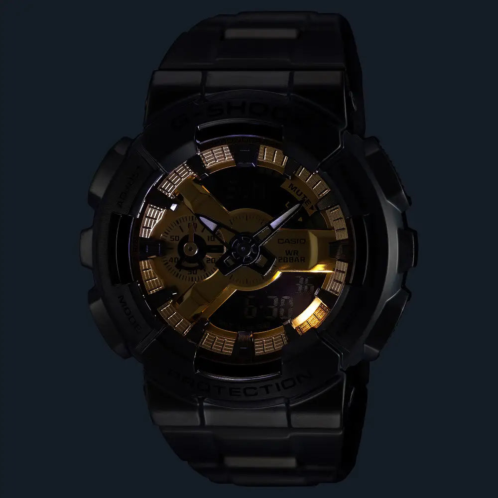 Casio G-Shock Metal Covered Analog Digital GM-110BD-1A9 Gold Dial 48.8mm Stainless Steel Men's Watch
