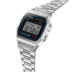 Casio Vintage Digital A158WA-1DF Black Dial Stainless Steel Unisex Watch