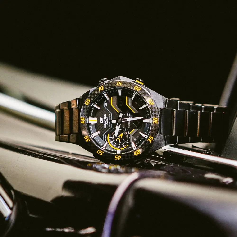 Casio Edifice Windflow ECB-2200RC-1A9 Black Dial Stainless Steel Men's Watch