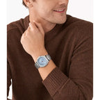 Fossil Evanston BQ2766 Solar-Powered Three-Hand Blue Dial & Stainless Steel Men's Watch