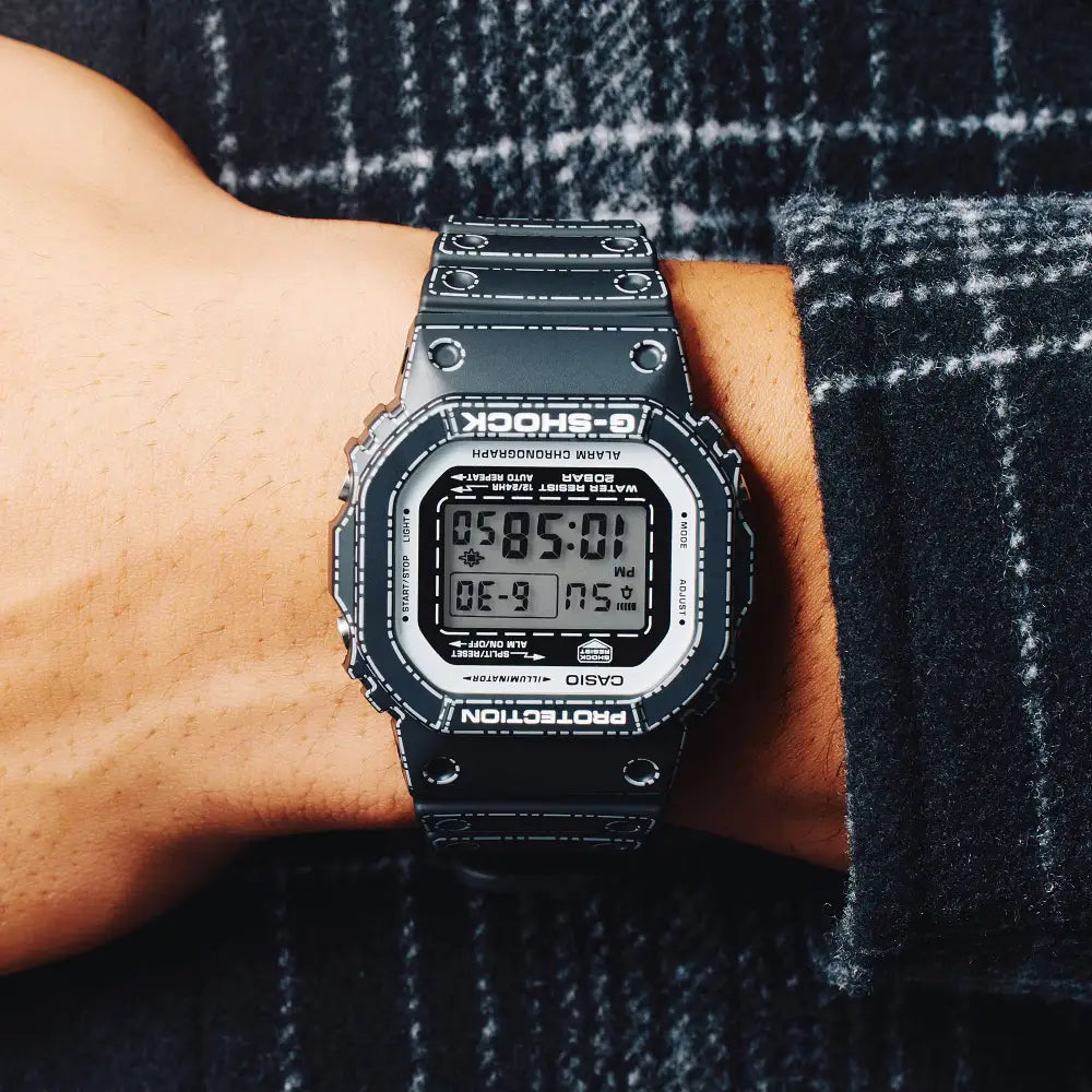 Casio G-Shock Origami Limited Edition DW-5600RGM-1 Black Washi Texture Digital Dial 42.8mm Resin Strap Men's Watch