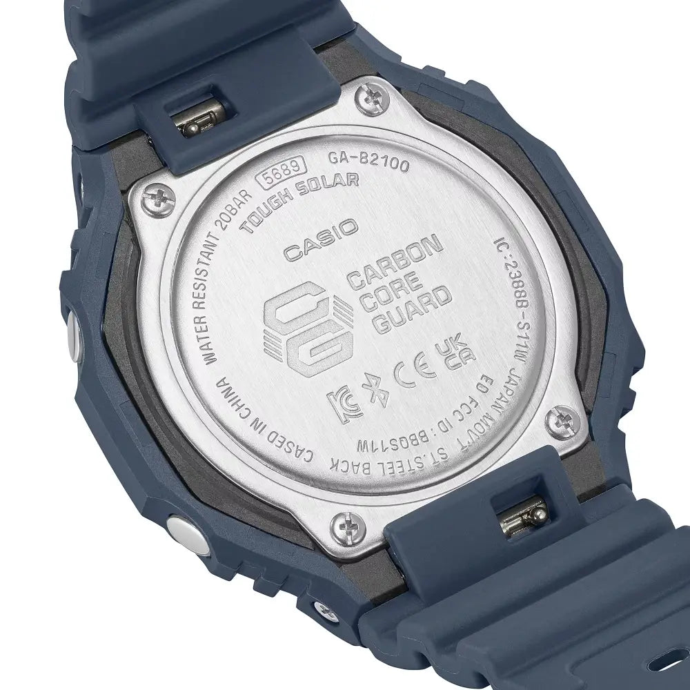 Casio G-Shock CasiOak Tough Solar Bluetooth GA-B2100-2A Analog Digital Navy Blue Dial 45mm Resin Strap Men's Watch