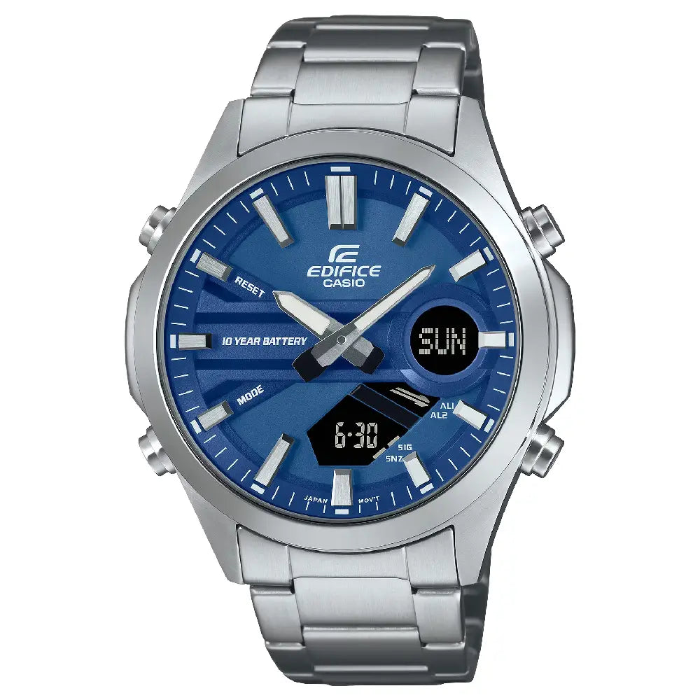 Casio Edifice EFV-C120D-2ADF Analog-Digital Telememo Blue Dial 45.5mm Stainless Steel Men's Watch