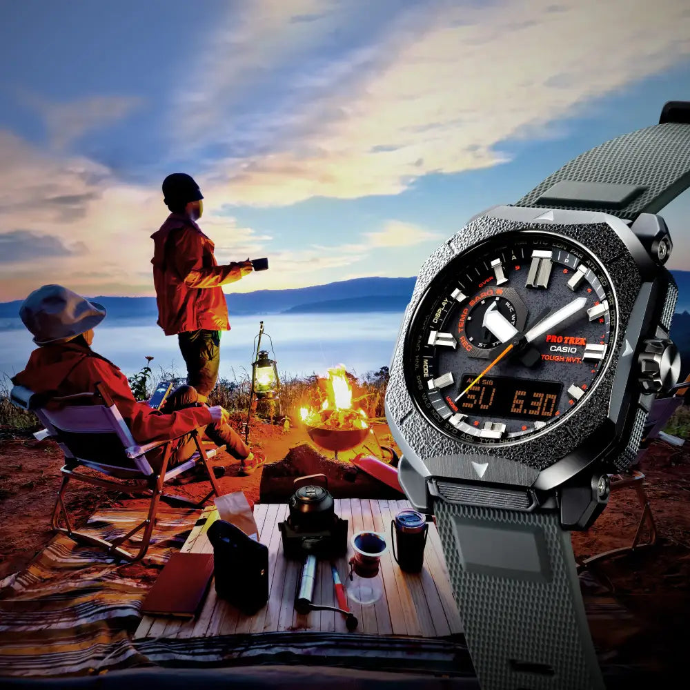 Casio Pro Trek Climber Line Bonfire PRW-6900BF-1 Black Textured Dial 44.8mm Resin Strap Men's Watch