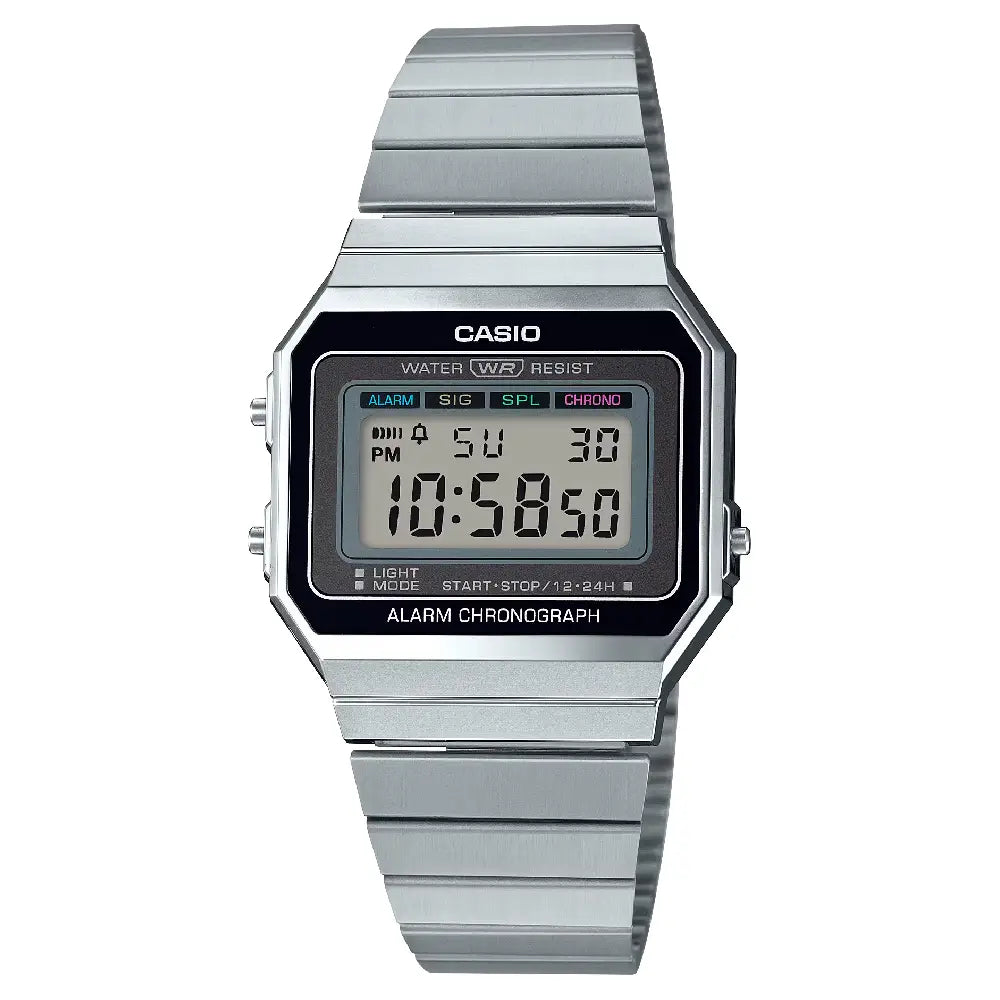 Casio Vintage Digital Slim A700W-1ADF Black Dial 35.5mm Stainless Steel Unisex Watch