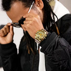 Casio G-Shock "Skeleton Gold" Metal Covered GM-110SG-9A Gold Dial 48.8mm Resin Strap Men's Watch