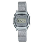 Casio Vintage Digital Mini LA670WEM-7DF Silver Dial 24.6mm Stainless Steel Mesh Women's Watch