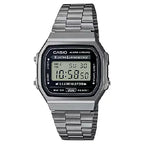 Casio Vintage Digital A168WGG-1ADF Black Dial Stainless Steel Unisex Watch