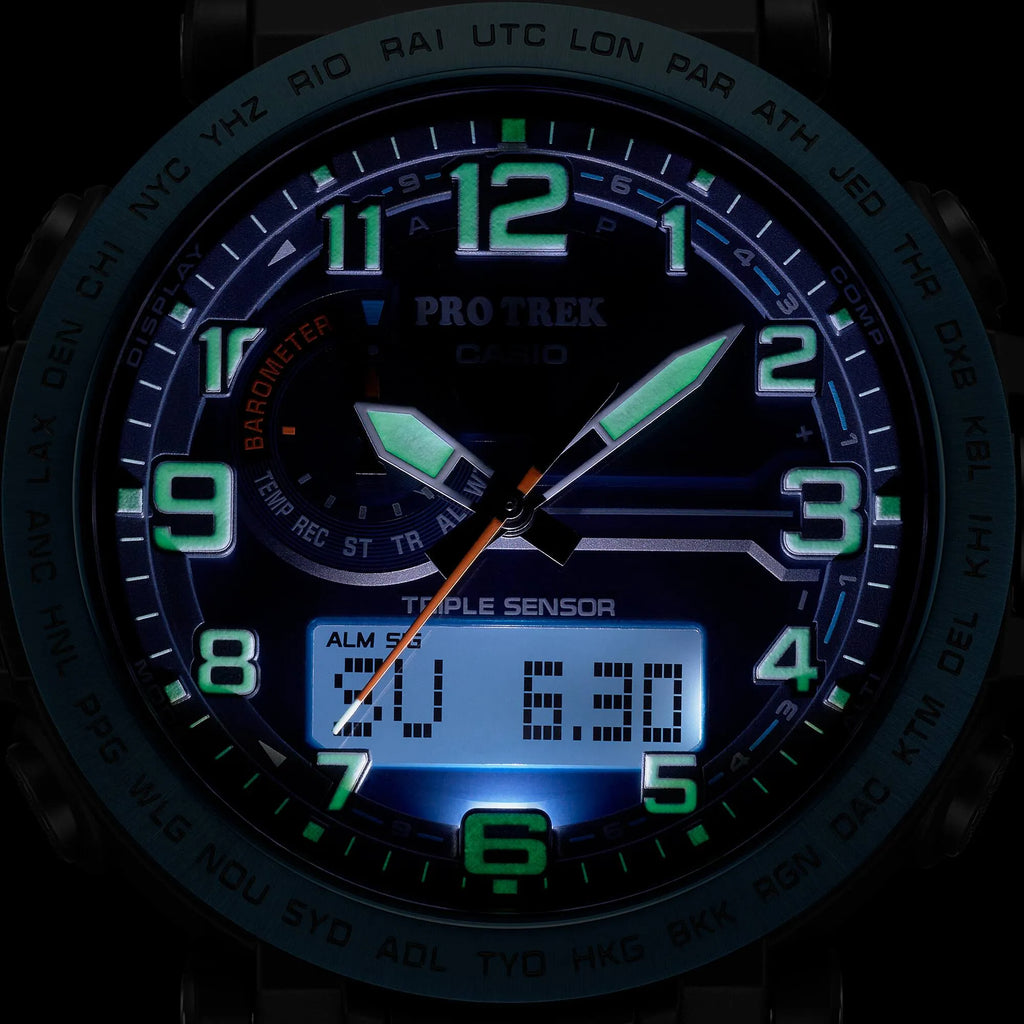 Casio- Pro Trek Climber Line PRG-601YB-2DR Blue Dial 51.5mm Recycled Fabric Strap Men's Watch