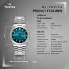 Tristar NJ31IMSSM02 Automatic Gradient Blue Dial Stainless Steel Men's Watch