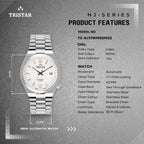 Tristar NJ31WMSSM02 Automatic White Dial Stainless Steel Men's Watch