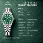 Tristar RD-Series Automatic Green Dial 40mm Stainless Steel Men's Watch - RD31GMSSM02