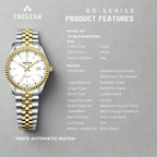 Tristar RD-Series Automatic White Dial 40mm Stainless Steel Men's Watch - RD31WM2TM02