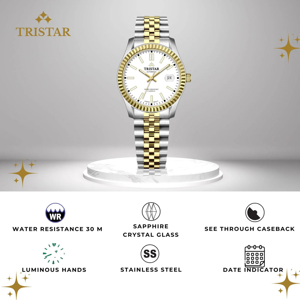 Tristar RD-Series Automatic White Dial 40mm Stainless Steel Men's Watch - RD31WM2TM02