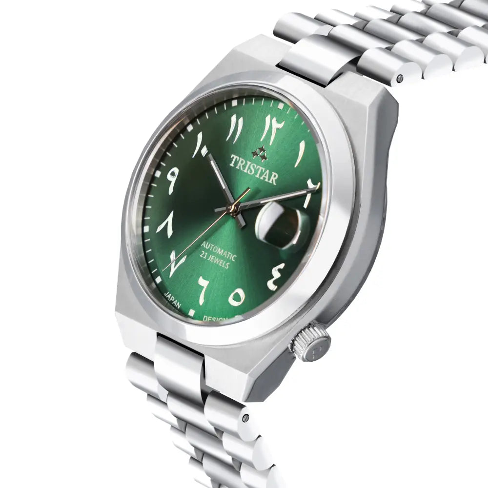 Tristar NJ33GMSSM02 Automatic Green Dial Arabic Dial Stainless Steel Men's Watch