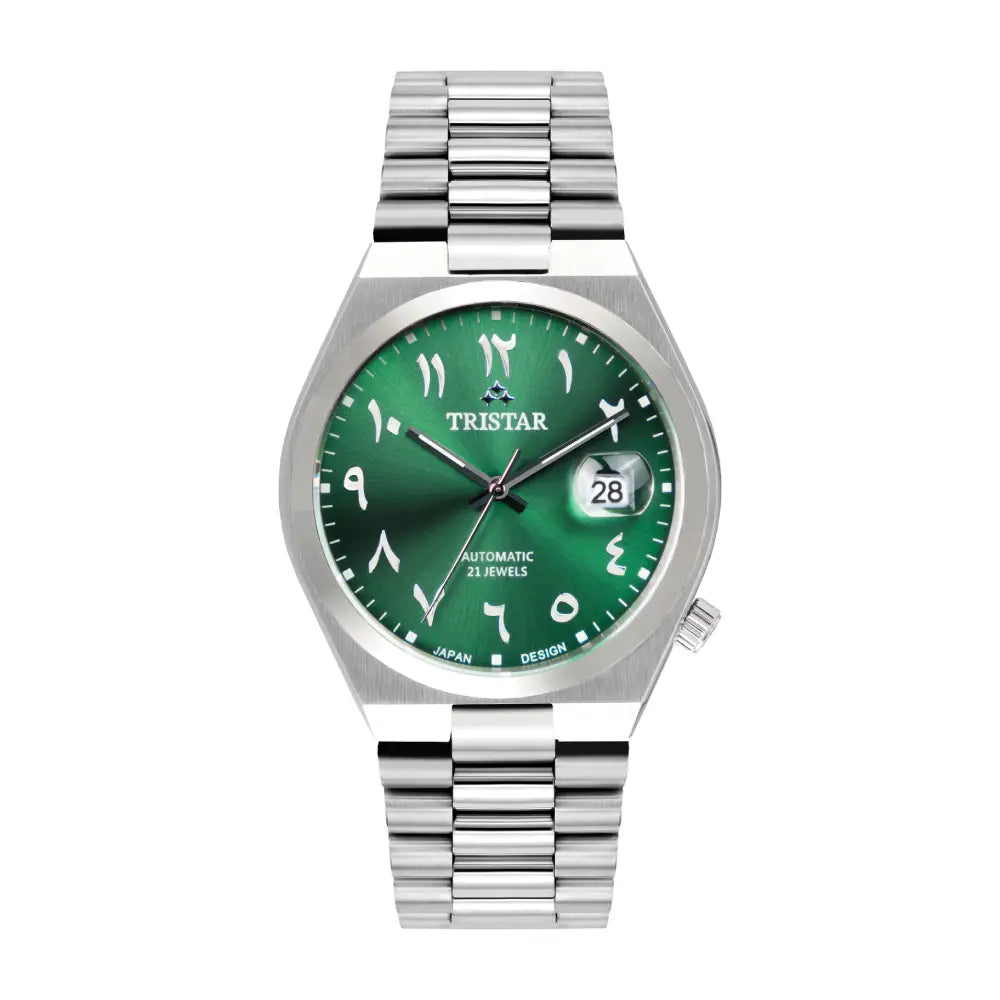 Tristar NJ33GMSSM02 Automatic Green Dial Arabic Dial Stainless Steel Men's Watch