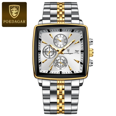POEDAGAR LUXURY WRIST WATCH -Men's Waterproof Luminous Fashion Quartz Watches Stainless Steel.