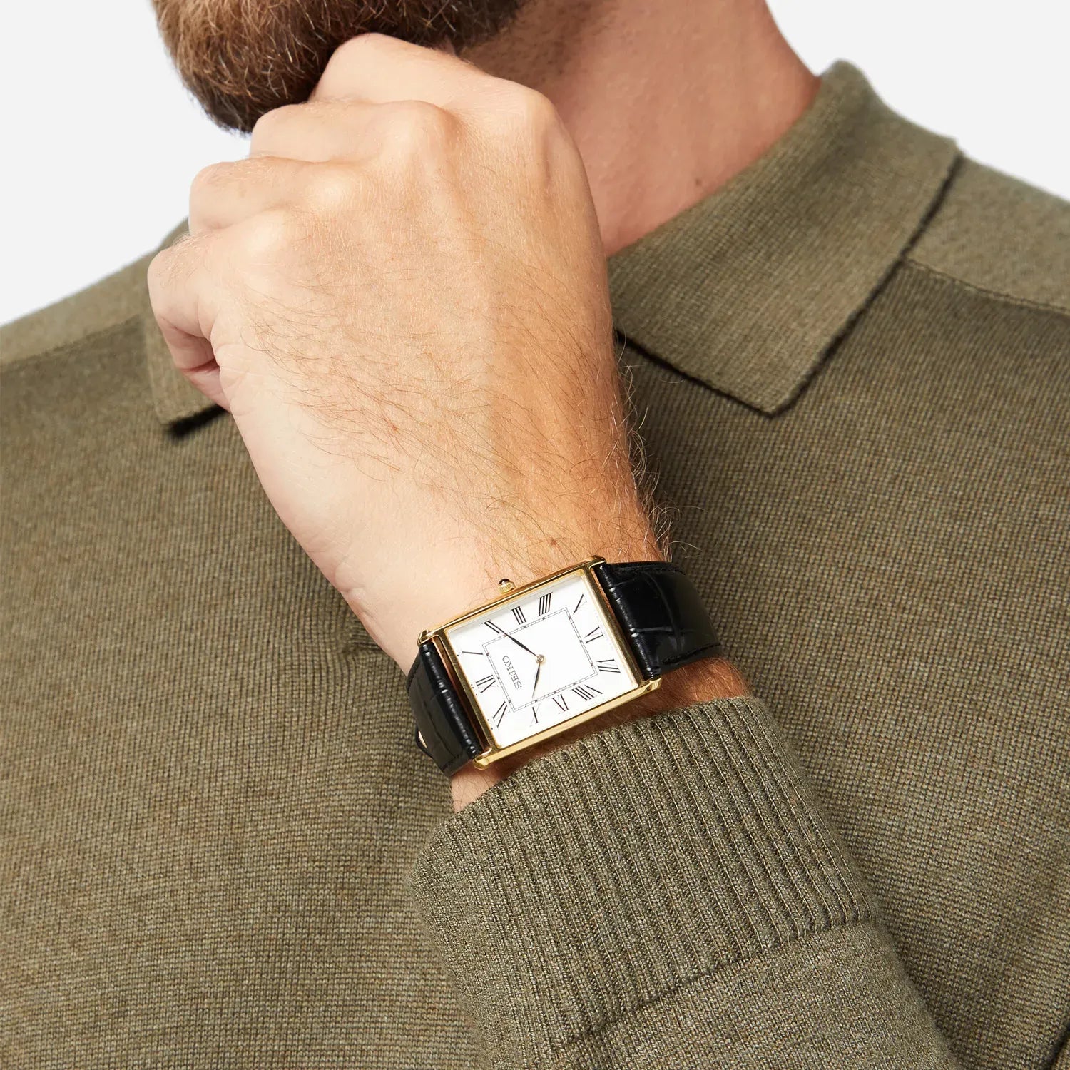 Seiko Essentials SWR052P1 (Seiko Tank) Gold-Tone Men's Watch